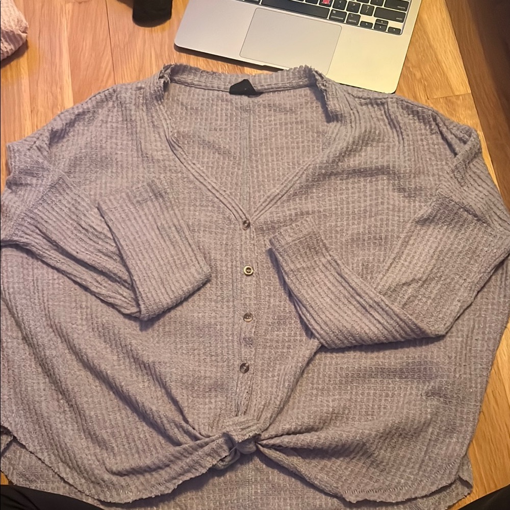 Urban Outfitters Gray Waffle Knit Sweater